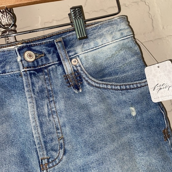 Free People shorts denim jean gray cut off distressed NEW loose cannon size 24 - Picture 5 of 8